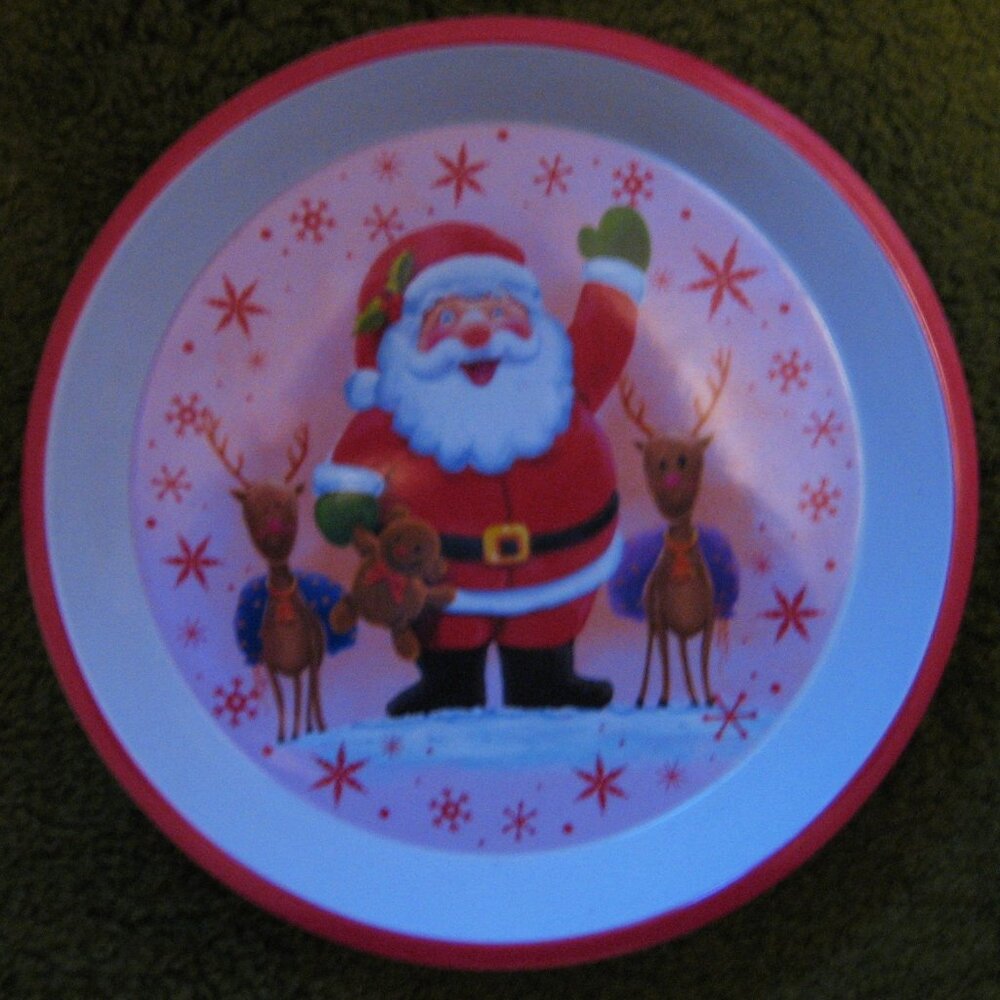 Santa & Reindeer Serving Platter 11 3/4" across